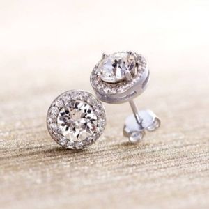 3.44 CTTW Halo Stud Earrings w/ Swarovski Elements